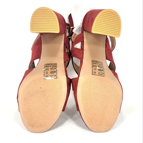 Qupid Scarlett Alona Red Suede, Strappy, Block Heel, Sandal. Women's Size 9M - Picture 12 of 13